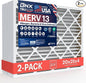 BNX TruFilter 20x25x4 (19.5’’ x 24.5’’ x 3.63‘’ Slim Fit) MERV 13 Air Filter (2-Pack) - MADE IN USA - Air Conditioner HVAC AC Furnace Filters Health, Allergies, Mold, Bacteria, Smoke, MPR 1900 FPR 10