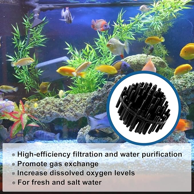 HQRP 100 pcs Bio Balls Filter Media 1.5 Inch - Large Bio Ball for Aquarium, Pond, Waterfall, Fountain Filter Media in Mesh Bag with Zipper