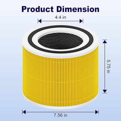 240 True HEPA 14 Pet Allergy Replacement Filter Compatible with Puroair 240, 3-in-1 True HEPA Filter Replacement, Grade True HP-14 with Activated Carbon Filter, 4 Pack, Yellow