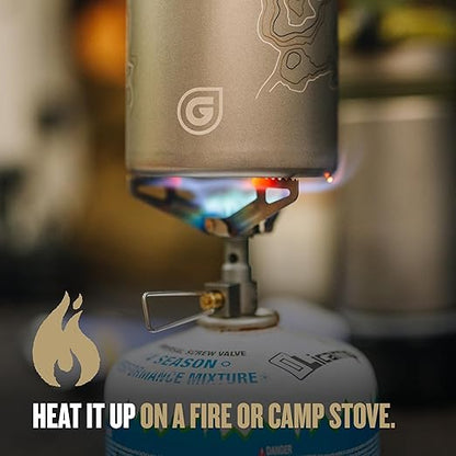 GRAYL GeoPress Titanium 24 oz Water Purifier Bottle with Cooking Lid - Filter for Hiking, Camping, Survival, Travel (Olive Drab)