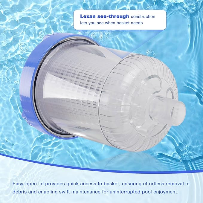ATRACYPART Inline Leaf Catcher Canister for Pool Vacuum Compatible with Hayward W560 PoolVac Navigator Standard, Durable Leaf Trap Filter with White Basket, 5 Pcs Skimmer Socks