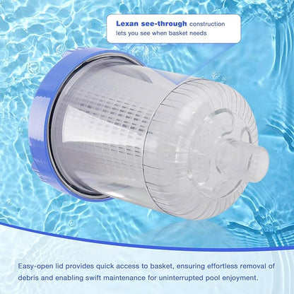 ATRACYPART Inline Leaf Catcher Canister for Pool Vacuum Compatible with Hayward W560 PoolVac Navigator Standard, Durable Leaf Trap Filter with White Basket, 5 Pcs Skimmer Socks