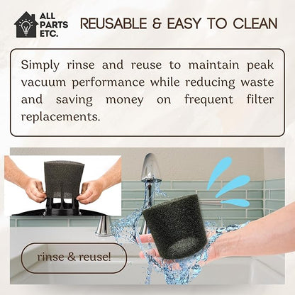 Foam Filter Sleeve for Shop Vac & Dry Filter Discs (5-Pack) -1 Foam Sleeve, 3 Reusable Dry Filters, 1 Mounting Ring Compatible with Shop Vac, Ridgid, Craftsman and other WetDry Vacuums