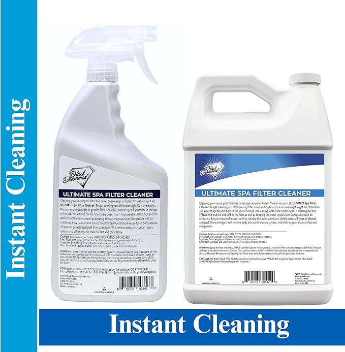 Black Diamond Stoneworks Ultimate Spa Filter Cleaner Fast-Acting Spray. Works Instantly on Hot Tub & Pool Filters Leaving Behind no Sticky Residue. Prolongs Filter Life and Pool Equipment. No Soaking