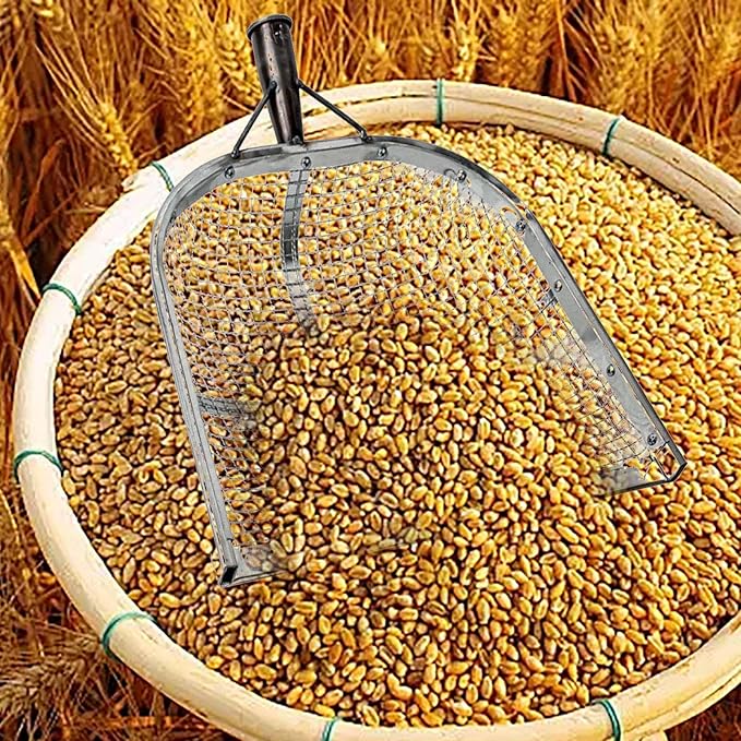 Leaking Soil Shovel Filter Stainless Steel Sieve 4mm/6mm/8mm/12mm Mesh Sifting Shovel for Sifting Corn Kernels Gardening Farm Chicken Coop and Goat Stall Multipurpose Dustpan (Sliver-8MM)