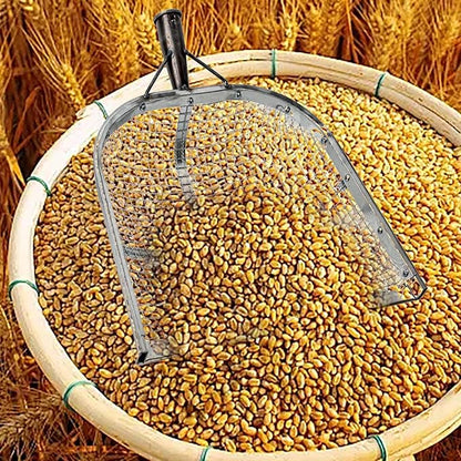 Leaking Soil Shovel Filter Stainless Steel Sieve 4mm/6mm/8mm/12mm Mesh Sifting Shovel for Sifting Corn Kernels Gardening Farm Chicken Coop and Goat Stall Multipurpose Dustpan (Sliver-12MM)