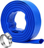 DAVCO 1.5" x 100 ft Pool Backwash Hose, Heavy Duty Reinforced Blue PVC Lay Flat Water Discharge Pump Hoses For Swimming Drain Pools and Clean Filters,with 1 Clamp