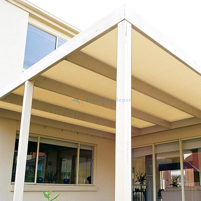 TANG Sun Shade Fabric Roll 8'x39' Shade Cloth for Garden Beige HDPE Mesh Shading Pergola Cover Replacement Canopy, 95% Blockage Sunshades for Outdoor Patio Backyard Plant