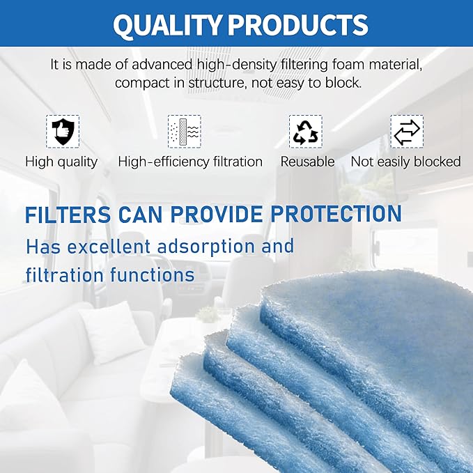 RV Air Filter, RV 6 x 16 inch Replacement for AC Vent MERV-6 for Airflow System of Motorhome, RV Air Filter Accessories