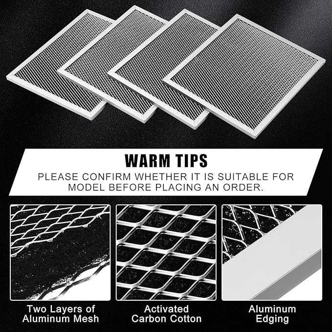 Baquler Range Hood Filter Compatible with Broan Nutone 97007696 Range Hood Replacement Filter Stove Vent Aluminum Mesh Charcoal for Kitchen Air(8 Pcs)