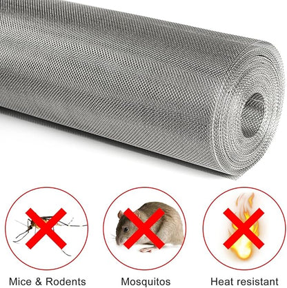 304 Stainless Steel Woven Wire Mesh,304 Stainless Steel Mesh Sheet,Heat-Resistant Woven Wire Rodent Mesh Garden Insect Screen Airbrick Filter Net with 2 Mm Mesh Hole Never Rust