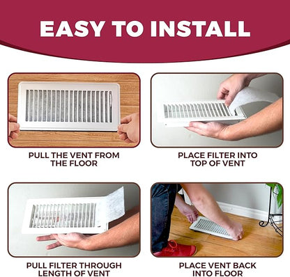 NORTHWEST ENTERPRISES Vent Filters, 24 Floor Vent Register Filters - 4"x10", 90 Day Filtration.