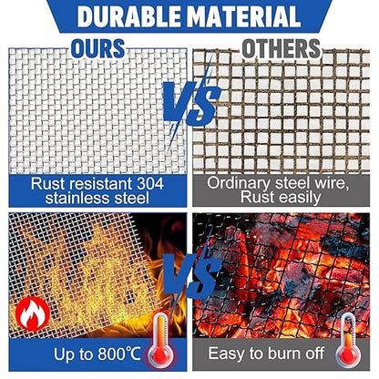 20 Mesh 304 Stainless Steel Mesh Screen, 15.7'' x 142''(40cm x 360cm) Wire Screen Mesh, Rust Free Woven Wire Mesh, Metal Mesh Screen for Air Vents, Window Screen, Filters, Garden Covers