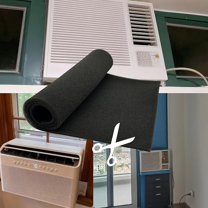 Window Air Conditioner Filter 15 x 35 x 1/4 inch 50PPI Cut To Fit AC Foam Replacement Filters Reusable Washable for Window Units RV Air Purifier Vents