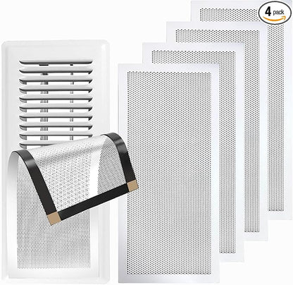 4-Pack 5"x11" White Powerful Magnetic Vent Covers - Super Strong Neodymium Magnets, No Slip & No Drill Needed - Secure Fit for Floor/Wall/Ceiling Registers - Durable Air Vent Screen (White, 5x11)