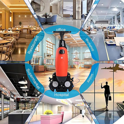 Floor Polisher Commercial, Dual-Brush Rotary Floor Scrubber, Lightweight Electric Floor Cleaner, 360° Rotating Head, Wet Dry Floor Cleaner for Offices & Schools White