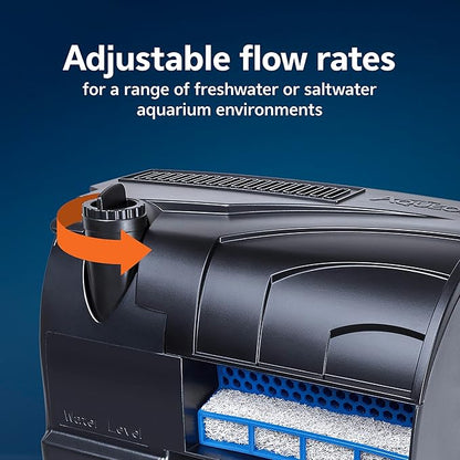 Aqueon SmartClean Power Filter with EcoRenew Filter Cartridge, Quick and Easy Water Changes, Quiet Operation, Adjustable Flow, for 30-50 Gallon Freshwater and Saltwater Aquariums, Large