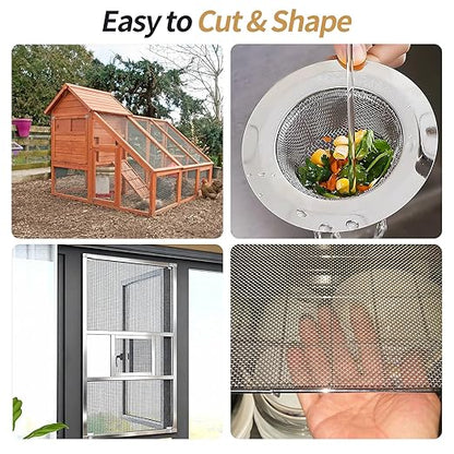 4 Pack 304 Wire Mesh Screen,11.8"X8.2" Heat-Resisting Metal Mesh, 20 Mesh Stainless Steel Mesh,Durable and Rustproof for Ventilation, Filtration, and Pest Filters
