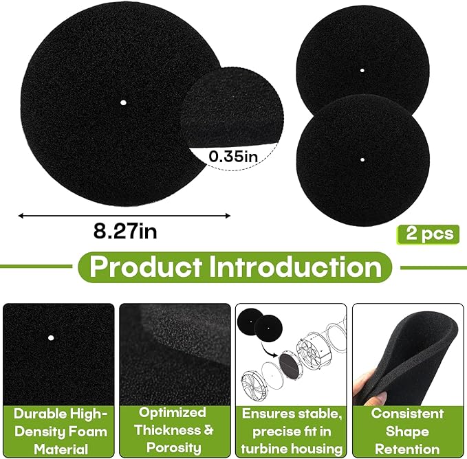 0524526A Air Filter Replacement for Capspray Turbine 75 95 105 115, Compatible Pre Filter Kit for HVLP Paint Sprayer, High-Density Foam Air Intake Filter, 2-Pack