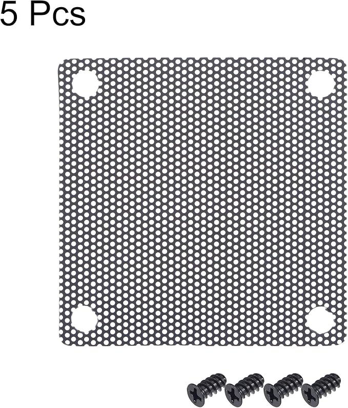 uxcell PC Dust Fan Screen with Screws for Cooling Dustproof Case Cover PVC 50mm 5pcs