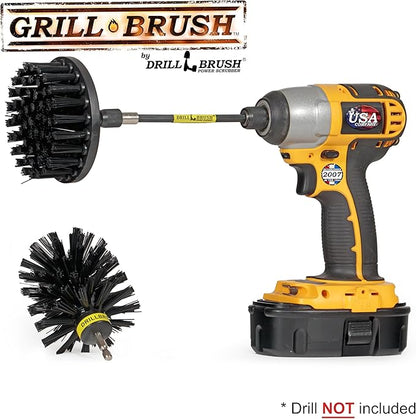BBQ Grill and Smoker Cleaning Supplies - Nylon Grill Brush for Drill Set with Extension - Household Cleaning Electric Spin Scrubber - Industrial Cleaning Tools - Alternative to Wire Brush for Drill