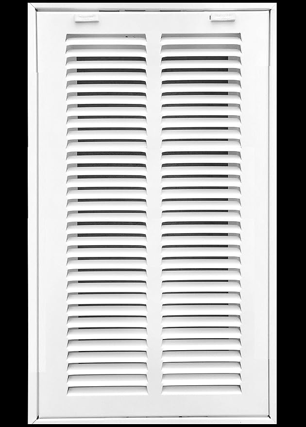 HVAC Premium 8 x 24 Duct Opening Steel Return Air Filter Grille, for 1-inch Filter, Removable Door, Flat Stamped HVAC Vent Cover Grille, Outer Dimensions 10.5 x 26.5