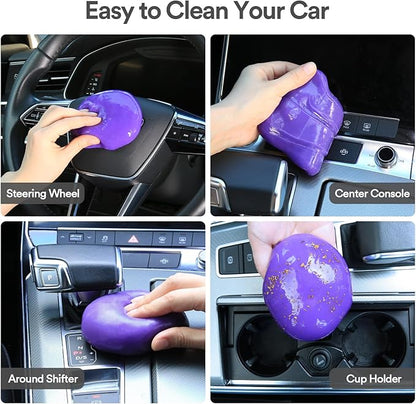 PULIDIKI Car Cleaning Gel for Car Cleaning Putty Car Putty Auto Detailing Tools Car Slime Cleaner Dust Cleaning Gel for Car Interior Cleaner Car Accessories Keyboard Cleaner Purple, 4 Pack (100g Each)