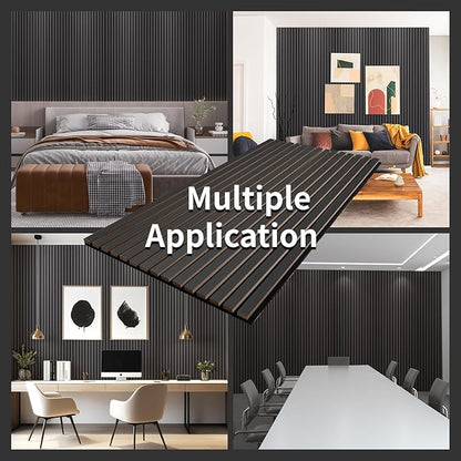 Wood Slat Wall Panel, 48'' x 24'' Wood Panels for Wall, 3D Soundproof Wall Panels, Large Acoustic Panels for Interior Ceiling and Wall Decor Noise Reduction, 2 Pack, Smoky Wood