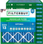 Filterbuy 27x27x2 Air Filter MERV 13 Optimal Smoke & Allergy Defense (12-Pack), Electrostatic Pleated HVAC AC Furnace Filters Replacement, Made in USA (Actual Size: 26.50 x 26.50 x 1.75)