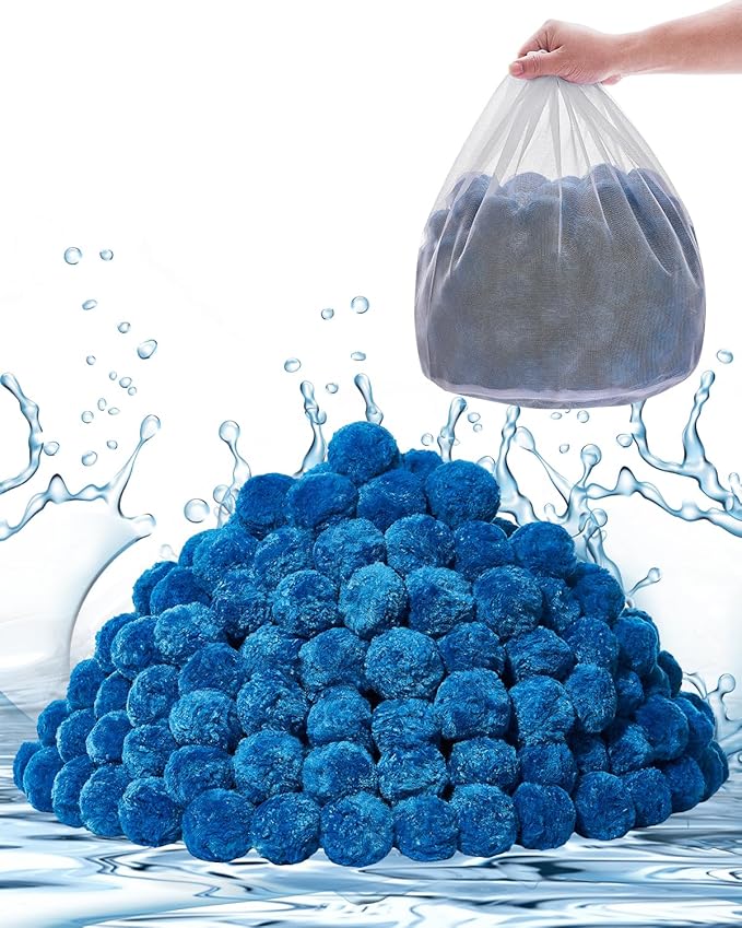 VEVOR Pool Filter Balls for Sand Filter, 4 lbs, Filter Balls Replace Pool Filter Sand, Reusable Blue Polyester Fiber Filter Media with Wash Bag, for Swimming Pool Aquarium Tank Above Ground Pool