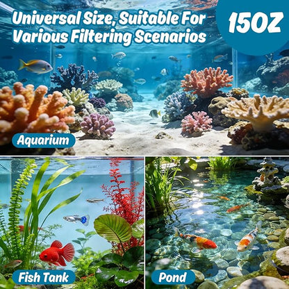 Sukh Biological Filter Media for Aquarium - 425g Original Ore Olive Shape Filter Media with 2 Mesh Bags,Promotes Rapid Cycling in Canister Filter, Sump & Pond