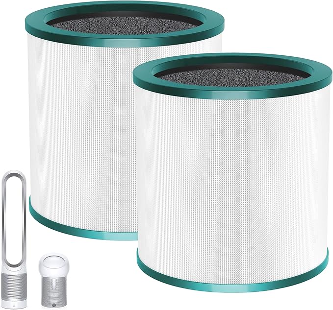 TP01 Ture HEPA 360° Glass Filter Replacement for Dyson Tower Air Purifier Pure Cool Link TP01 TP02 TP03 AM11 Models, Dyson Pure Cool Me BP01 Personal Purifying Fan, 2 Pack