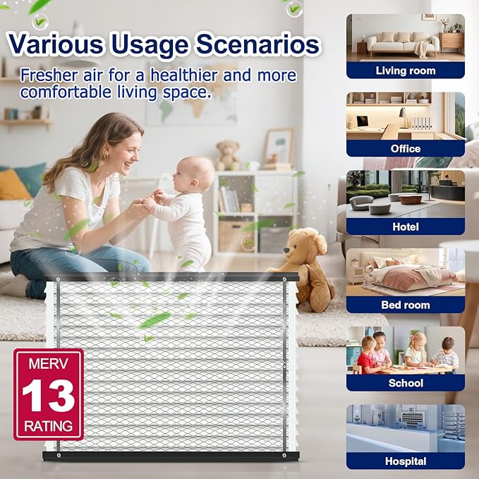 2-Pack 313 Air Filter Replacement Compatible with AprilAire Whole House Air Purifiers,Models 1310, 2310, 3310, 4300, MERV 13 20x20x4 Pleated HVAC AC Furnace Filter