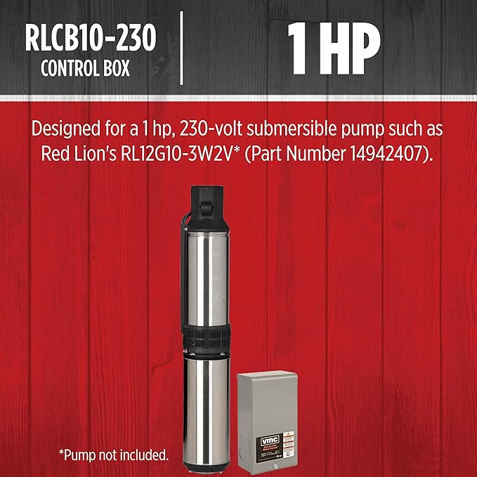 Red Lion RLCB10-230 1-HP 230-Volt VMC Control Box for Submersible Well Pump, Grey, 640191