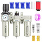 TAILONZ PNEUMATIC 0-240PSI 3/4 Inch NPT Industrial Grade Three Stage Air Drying System, Particulate Filter,Desiccant Dryer and Air Regulator,Coalescing Filter (Manual Drainage)