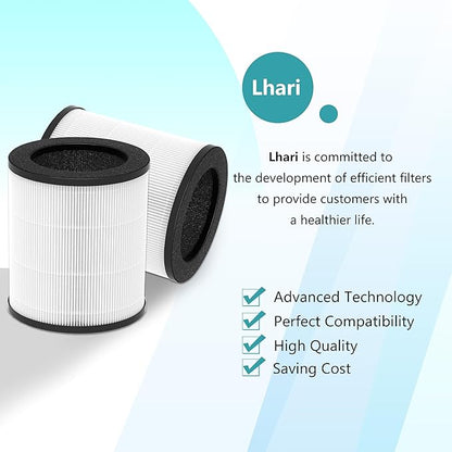 M03 Replacement Filter, Compatible with MOOKA M03 & B-D03 Air Purifier, 3-in-1 H13 True HEPA with activated Carbon Filter, 2-Pack