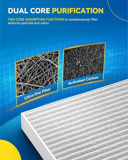 PHILTOP Cabin Air Filter w/Activated Carbon, Compatible with CF10374 Toyota Tacoma 2005-2023, Dodge Dart 2013-2016, Pontiac Vibe 2003-2008, Carbon Filter Up Dust Pollen Odor, Pack of 2