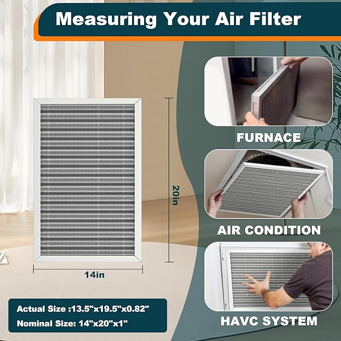 14x20x1 Reusable Air Filter, Washable, MERV 8, Permanent Electrostatic Air Filter, Lasts a Lifetime, Breathe Safely at Home or in the Office