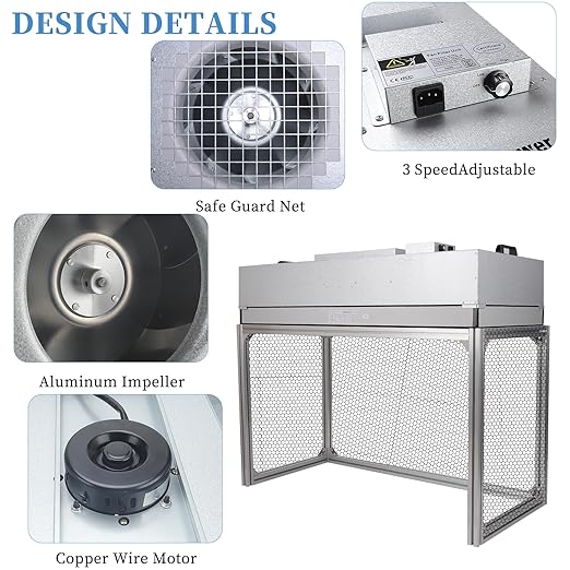 Vertical Laminar Flow-Hood Fan-Filter-Unit Yzzwer - FFU HEPA Filters for Class 100/ISO 5 Cleanliness in Clean Mycology and Mushroom Room 47.2" x 23.6" x 29" Working Area 110V