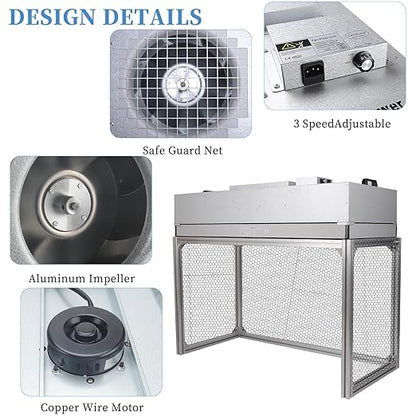 Vertical Laminar Flow-Hood Fan-Filter-Unit Yzzwer - FFU HEPA Filters for Class 100/ISO 5 Cleanliness in Clean Mycology and Mushroom Room 47.2" x 23.6" x 29" Working Area 110V