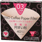 Hario V60 Paper Coffee Filter, Size 03, Natural, 40ct Box