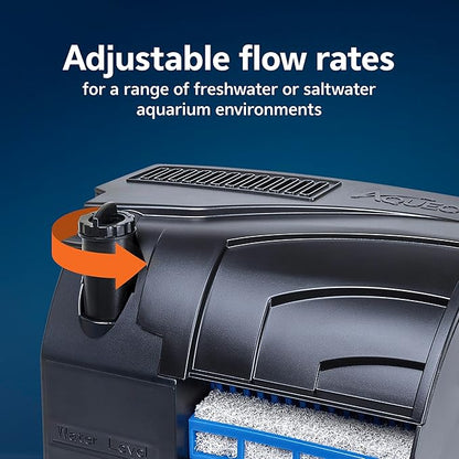 Aqueon SmartClean Power Filter with EcoRenew Filter Cartridge, Quick and Easy Water Changes, Quiet Operation, Adjustable Flow, for 20-30 Gallon Freshwater and Saltwater Aquariums, Large