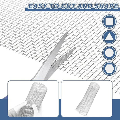 uxcell 6 Mesh 79" x 12" Woven Wire Mesh, 304 Stainless Steel Air Vent Filter Screen, Window Screen Mesh for DIY Projects Vents Cover Filtration Animals Fence