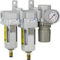 PneumaticPlus SAU330-N03DG Three Stage Air Drying System Particulate Air Filter, Coalescing Filter, Air Pressure Regulator Combo 3/8" NPT - Poly Bowl, Auto Drain, Bracket, Gauge