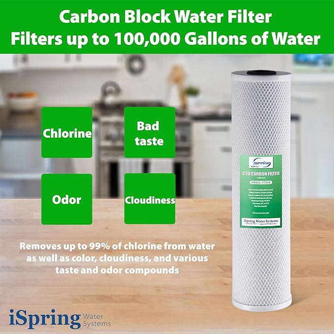 iSpring F3WGB32BKDS 4.5” x 20” 3-Stage Whole House Water Filter Replacement Pack with Polyphosphate Anti-Scale, GAC+KDF, and CTO Carbon Block Water Filters, Fits WGB32B-KDS
