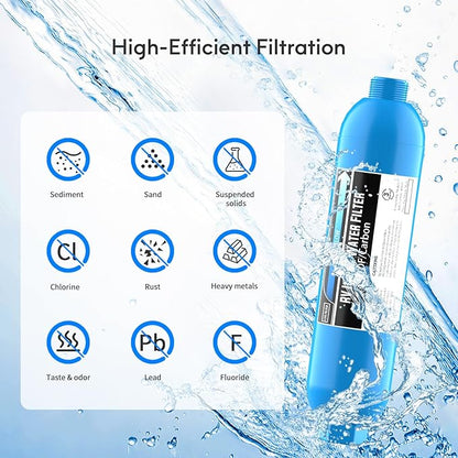 Lifefilter RV Inline Water Filter with Solid Brass 90 Degree Hose Elbow, Eliminates Stress and Strain On RV Water Intake Hose Fittings(3 Pack)