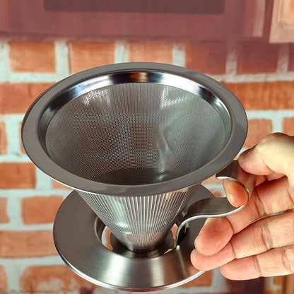 316 Stainless Steel Pour Over Coffee Dripper with 300 Mesh Filter Portable Reusable Cone for Travel Camping Brewing Tea