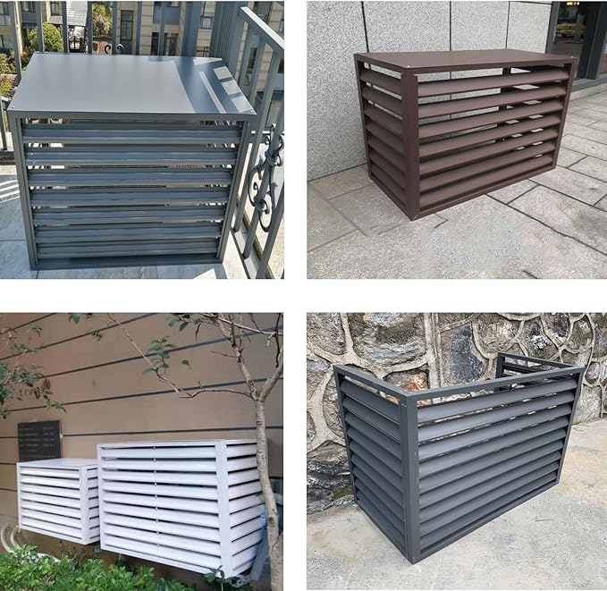Freestanding Louvered Space Divider, outdoor garbage can enclosures, balcony air conditioning privacy cover, durable, noise reduction, suitable for gardens, balconies, walls, courtyards ( Color : THRE