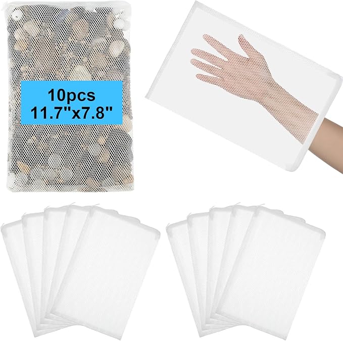 Abbylike 10pcs Large Filter Media Bags with Plastic Zipper 11.7" x 7.8" Reusable Fish Tank Filter Bags - Aquarium Mesh for Activated Carbon, Bio Balls, Ceramic Rings