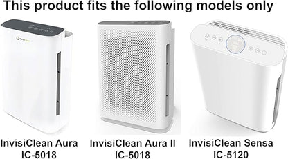 InvisiClean Replacement Activated Carbon Prefilter - 4 Pack - Compatible with InvisiClean Aura IC-5018 and Sensa IC-5120 Air Purifiers